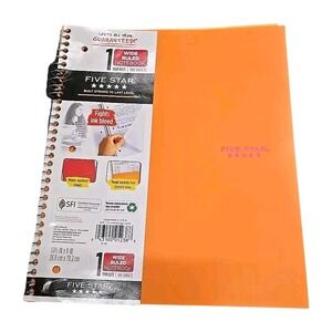 Five Star 1 Subject Wide Ruled Notebook 100 Sheets Orange‎